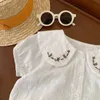 Completi di abbigliamento Set da neonata Bicchierini da camicia bianca con colletto a maniche corte per bambini appena nati 2 pezzi Vestiti estivi