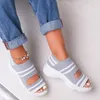 Sandals Women 2023 High Heels Platform Shoes Summer Female Flats Knitting Slip On Peep Toe Casual Plus Size 35-43