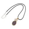 Pendant Necklaces Natural Stone Agates Necklace Simple Oval Shape Pink Purple Charms For Women Trendy Jewelry Party Gifts