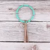 Keychains ZWPON Boho Heishi Polymer Clay Disc Beads Circle Keychain Velvet Tassel Wristlet Bracelets For Women Surf Jewelry Wholesale