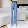 Summer Silk Straight Tube Loose Large Size Wide Leg New Outwear Pants Thin Women's Casual Pants
