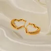 Hoop Earrings Uworld Geometric Jewelry Gold Plated Twist Croissant Heart Earring Stainless Steel Hollow For Women