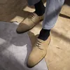 Sapatos formais homens amarrar sapatos de vestido casual de cáqui