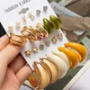 Conjunto de pendientes de acrílico geométricos exquisitos a la moda para mujer, pendientes de aro dorados de resina coloridos a la moda, joyería femenina Brincos 2021