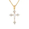 New Men Women Gold Diamond Naszyjnik Wisiorki 18K Solid Gold SPLEK HIP HOP Cross Wiselant Diamond Polowany wisiorek Cuba Łańcuch