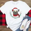 Kadın Tişörtleri Noel Dog Kadın Tshirt Yaz Kısa Kollu Kadın Beyaz Günlük Grafik