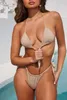 Nya sexiga inhemska kvinnors sommar låg stigning bikini set push up pad bh badkläder p230530