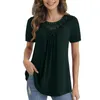 Blouses pour femmes surdimensionnées vêtements pour femmes 2023 mode Blouse dentelle découpe à manches longues t-shirt uni Floral décontracté femme grande taille haut