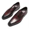 Burgundowe czarne wysokiej jakości ręcznie robione buty z Oxford Sukienki Mężczyzny oryginalne krowy skórzane garnitury buty obuwia formalne włoskie buty