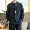 Camisas informales para hombre, abrigo Harajuku para hombre, camiseta de plumas Yukata de otoño asiático, cárdigan, vestido chino tradicional de talla grande