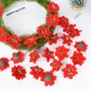 Dekoratif Çiçekler 10 PCS Noel Yapay Kırmızı Altın Noel Ağacı Süsleri Büyük Çiçek Kafaları Ev Yılı Navidad Parti Dekoru