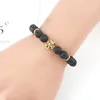 Jln Lava/Prodcanic Lion Buddha Bracelet Black Lava 8mm Stone Bead Bead for Men Jewelry