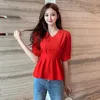 Women's T Shirts Women's Clothes Spring And Summer Mid-Sleeve T-Shirt Fashion Stylish White Shirt Belly Covering Short Waist Slimming