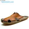 Slippers Mixidelai جديد الجودة الجلود النعال غير المنقولة الرجال شاطئ الصنادل مريحة الصيف أحذية الرجال النعال الكلاسيكيات رجال الوجه يتخبط J230530