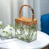 Sacs de soirée femmes sac 2023 été Transparent acrylique épaule avec poignée en bambou pour Unique et luxueux