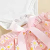 Kledingsets Infant Baby Girls Summer Deset Floral Print Fly Sleeve Rompers en Casual Layed Mesh Tule Rokhoofdband