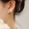 Stud French Romantic Retro Color Email Round Gold Color Ear Buckle 2023 Nieuwe hoepel oorbellen voor dames mode -sieraden accessoires J230529 J230529