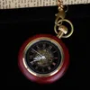 Pocket Watches Vintage Mechanical Watch Wood Roman Sifferals Creative Carving Luxury Wood Pendant Chain PJX005