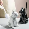 Pot Racks Ceramic Dog Toilet Brush Holder French Bulldog Black and White Cartoon Storage Bathroom Accessories 230625