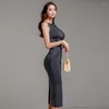 Casual Kleider Sheer Midi Bodycon Wrap Sommerkleid 2023 Sleeveles Korsett Enge Frau Party Nacht Elegante Frauen Für Hochzeit