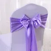 Stol Back Bows Stol Sashes For Wedding Bankettstol Cover Satin Tyg Bow Tie Ribbon Band Wedding Party Birthday Decorations Muti Color Chair Strap