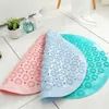 Bath Mats Bathroom Mat Anti-slip Sucker Round PVC Bath Mat with Drain Hole Silicone Bathing Rugs Foot Massage Pad Bathtub Soft Shower Mat 230530