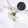 Chains 100 Language Projection Stone Couple Necklace For Women Astronaut Star Moon Simple Valentine's Day Jewelry