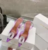 AMINA MUADDI SANDALS TOP Luxury Designer Dress Shoes Crystal Diamond Decoration Transparent PVC Wine Cup Heels