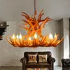 Chandeliers Lamp LED Nordic Candle Antler Chandelier American Retro Resin Deer Horn Pendant Lamps Home Decoration Lighting Kitchen Fixtures