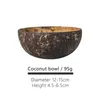 Bowls 12-15cm Natural Coconut Bowl Handmade Wooden Tableware Wood Spoon Dessert Fruit Salad Mixing Rice Ramen Kitchen Dinnerware