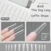 False Nails 240pcs Nail Art Press On Matte Clear Half Stick Coffin Waterdrop Quick Buliding Fake Gel Tips Extension Tool BEA