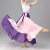 Stage Wear Woman Lace Up 720 Degrees Bellydance Skirt Double-sided Chiffon Dance Long High-waisted Splicing Belly Outfit