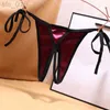 Briefs Panties Women's Crotchles T-back Panties Lingerie G-string Underwear Thong Lace-up Bow Low Waist Open Crotch Satin J230530