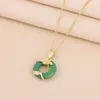 Pendant Necklaces In Vintage Lucky Guard Green Ping An Buckle For Women Elegant Female Stainless Steel Neck Chain Jewelry