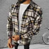 Qnpqyx jackets masculinos de moda masculina xadrez casual de flanela casual de manga comprida conforto suave estilos de ajuste masculino Cardigan camisa