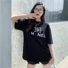 女性用TシャツデザイナーTシャツ豪華なC-文字印刷ピュアコットンラウンドネック愛好家