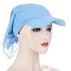 Foulards femmes foulard couleur bonbon imprimé Turban Sport de plein air crème solaire Bandana chapeau avec bord dames plage à lacets