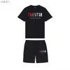 Мужские футболки Мужские футболки Summer Trapstar Printed Cotton Thort Shorts устанавливает уличную одежду для мужской спортивной одежды Trapstar T Roomts and Shorts L230520
