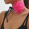Choker 2023 Elegante große flauschige Stoff schwarze Blumenhalskette für Frauen trendige romantische lange Seilkette Kragen am Hals