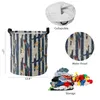 Cesto Pappagallo Uccello Del Paradiso Strisce Blu E Grigie Cesto Della Biancheria Sporca Home Organizer Cesto Abbigliamento Cesto Portaoggetti Per Bambini