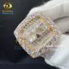 تمرير اختبار Diamond Custom VVS Moissanite Hip Hop Jewelry 925 Sterling Silver Ring for Men Rings