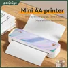 Skrivare Ny PERIPAGE A40 PORTABLE A4 Printer Paper Mini Inkless Thermal Wireless Bluetooth Printer Maker för telefondokumentkontor Användning