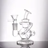 Großhandel 14mm weibliche Glasbong Wasserpfeifen Mini Recycler Glas Wasserpfeife Bohrinsel Aschefänger Bong mit männlichem Glasölbrennerrohr Neue Ankunft