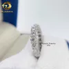 Nouveautés Iced Round 4.0mm Engagement Wedding 925 Silver Eternity Band Moissanite Diamond Ring