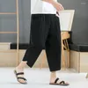 Männer Hosen Leinen Stil Männer Hosen Harem Baumwolle männer Retro 2023 Chinesischen Streetwear Strand Wadenlangen Casual Sommer der