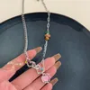 Colar de colar de pendente para mulheres bloqueiam jóias de moda de moda de cristal de cristal de cristal rosa de zircão cúbico