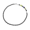 Chains Arrival Stainless Steel Colour Block Black Bead Circle Splicing Trend Jewellery Chain Necklace Gift For Friends