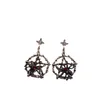 Stud Earrings 925 Silver Needle Vintage Alloy Cross Red Zircon Five Star Spider For Women Hollow Out Punk Harajuku Cool Accessories