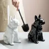 Pot Racks Ceramic Dog Toilet Brush Holder French Bulldog Black and White Cartoon Storage Bathroom Accessories 230625