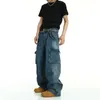 Мужские джинсы Мужские мешковатые брюки-карго Негабаритные джинсовые брюки в стиле хип-хоп Свободная рабочая одежда Ковбойские штаны с большими карманами Высокие